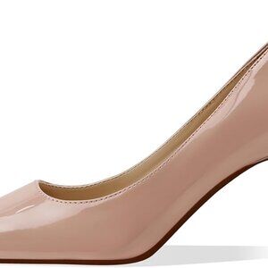 Women's Faux Leather Dress Pump Shoes 3 Inch Kitten Heel for Office Wedding